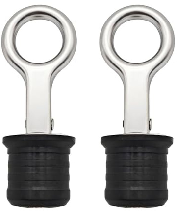 Vilgftyiet Stainless Steel Rubber Drain Stopper Seal for Boats and Lawn Rollers, 2-Pack, 1-1/4 Inch, Black, Leak-Proof Design, Marine Hardware Fittings