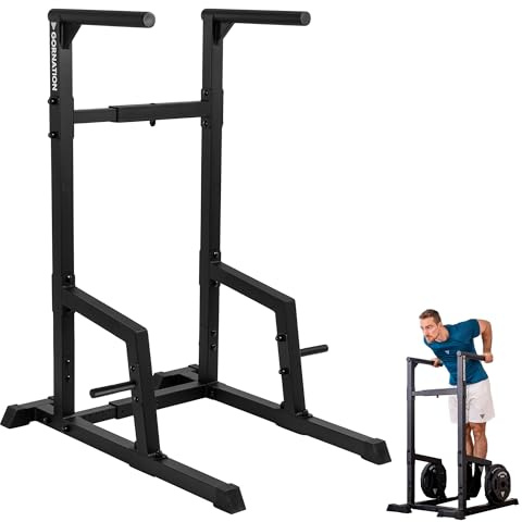 GORNATION Dip Station für Calisthenics & Homegym, Verstellbare Dip Barren Indoor & Outdoor, Freistehende Dip Bars für Dips, L-Sits, & Abs Training, Dipstangen