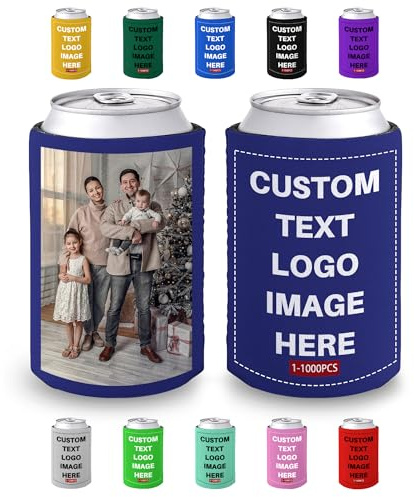 Custom Can Cooler Bulk – Personalised Insulated Sleeves for Cans & Bottles – Design Your Own with Logo, Image or Text – Perfect for Weddings, Birthdays, Parties