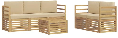 vidaXL Sofagarnituren Massivholz Akazie, Garten Lounge, langlebige Ecksofa, Moderne Möbel für Terrasse, Bequeme Sitzecke zum Entspannen