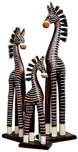 Unbekannt Holz-Zebra Deko-Zebra im 3-er Set