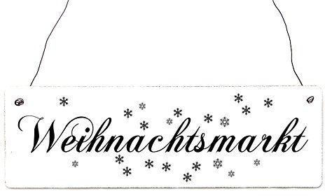 Interluxe Shabby Vintage Schild Weihnachtsmarkt Türschild Deko Weihnachten Holzschild Landhaus Chic