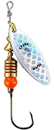 MAPSO - 5 Cucharillas de Pesca Spark-1 Plata-Iris-Plata 4,5 GMS. ANz Simple sin Muerte