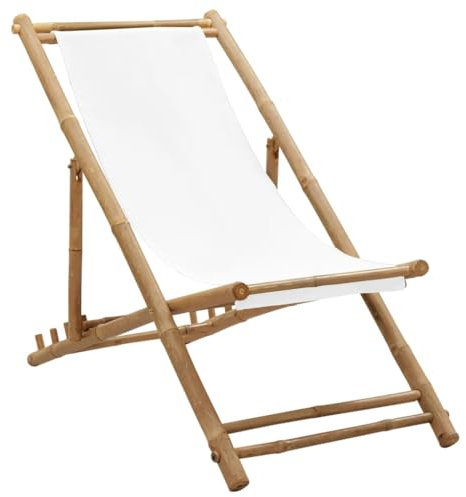 vidaXL Chaise de Terrasse Bambou et Toile Chaise de Jardin Table d'Extérieur