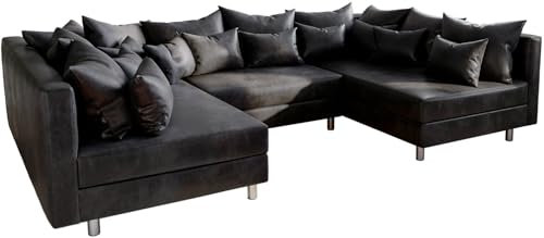 DELIFE Couch Clovis Anthrazit Antik Optik Wohnlandschaft modulares Sofa