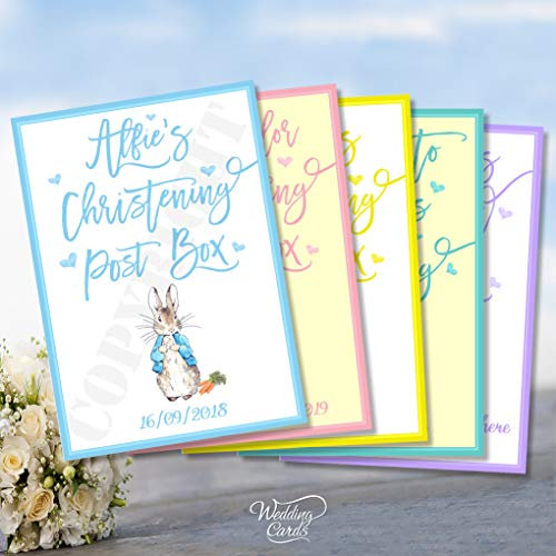 Wedding Cards Personalised PostBox Post Box Christening Birthday Party Peter the Rabbit Card Sign A4