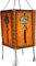 GURU SHOP Lokta Papier Hänge Lampenschirm, Deckenleuchte aus Handgeschöpftem Papier, Gebetsmühle - Orange, 28x18x18 cm