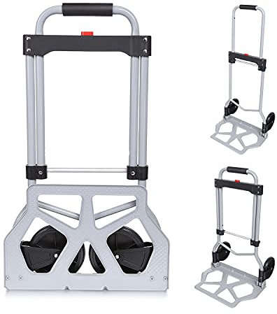 Voluker Carrello Pieghevole,42 x 28 x 97 cm,Carrello Portapacchi,2 Ruote di Gomma,Carrello Portacasse,Forte struttura in lega,Carico massimo100kg