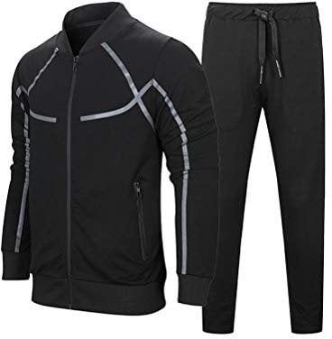 FTCayanz Herren Trainingsanzug Jogginganzug Sportanzug Männer Jogging Anzug Sweatshirt Hose 1-Schwarz M