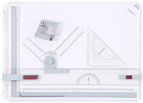 Cocoarm Multifuktionales A3 Zeichenbrett Tischpad Zeichenplatte Zeichentisch mit Parallelen Bewegungen und Linealen mit Einstellbarem Winkel