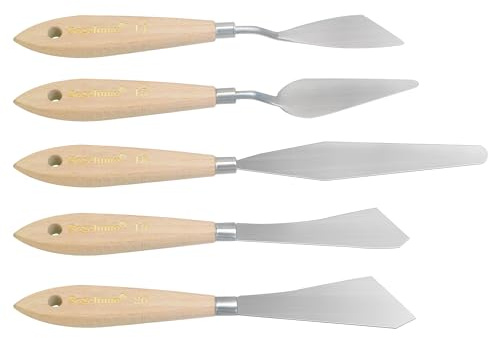 AebDerp 5pcs Big Palette Knife for Acrylic Painting Oil, Canvas Set Spatula Shovel Paint Knives with Wooden Handle Artists Painting Tools