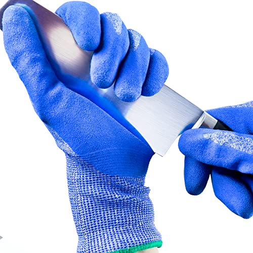 S&R Schnittfeste Schutzhandschuhe 1 Paar, Anti-Rutsch Arbeitshandschuhe Schnittschutzklasse A5, flexibles Wolfram-Gewebe und Nitrilbeschichtung in XL/10, für Montage, Bauen, Restauration