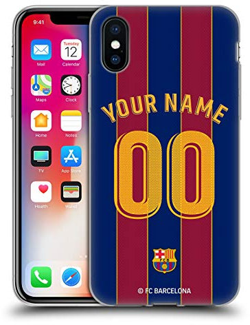 Head Case Designs Licenciado Oficialmente Personalizada FC Barcelona Hogar 2020/21 Kit Carcasa de Gel de Silicona Compatible con Apple iPhone X/iPhone XS