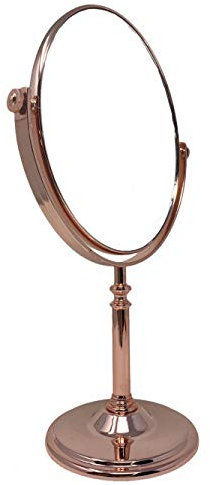 Vetrineinrete® Specchio cosmetico ovale con zoom girevole oro rosa varie misure (19.5x16cm) M85