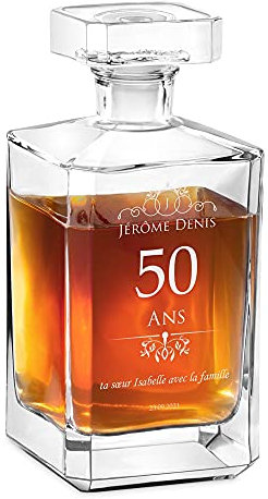 Maverton Carafe à Whisky gravée - 700ml Décanteur en verre - Cadeau personnalisé pour les femmes - Carafe classique pour elle - Anniversaire
