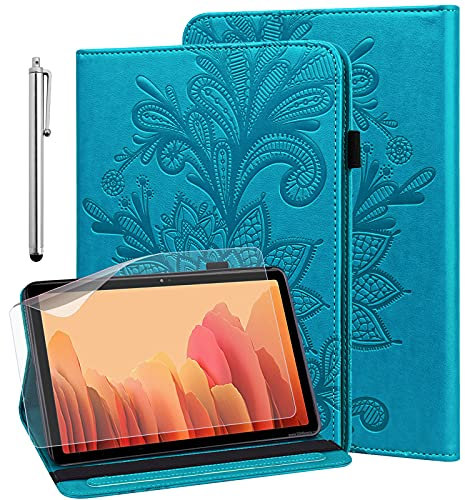 GLANDOTU Funda para Huawei Mediapad t5 10 con protector de pantalla y lápiz capacitivo – Soporte ultra fino para lápiz con tapa de piel sintética Huawei Mediapad t5 Tablet Case (azul)
