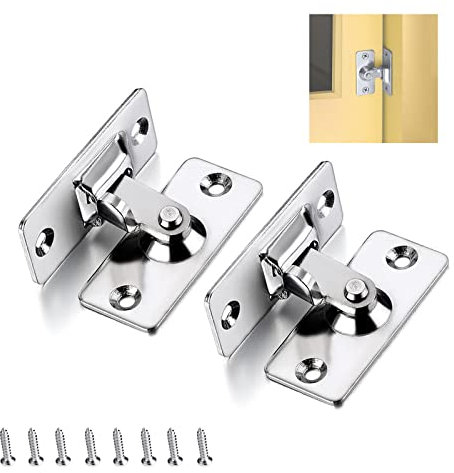 2 Stück Edelstahl 90 grad rechtwinklig Türriegel schnalle mit 8 Schrauben,für Tür Fenster Möbel Hardware Türriege bolzen haushaltszubehör,Edelstahl Türschloss Türriegel 90 Grad(Silber)