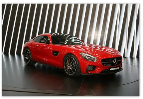 H2002M_PL1DB Foto Poster / Wandbild, Motiv Mercedes AMG, 155 x 105 cm, Rot