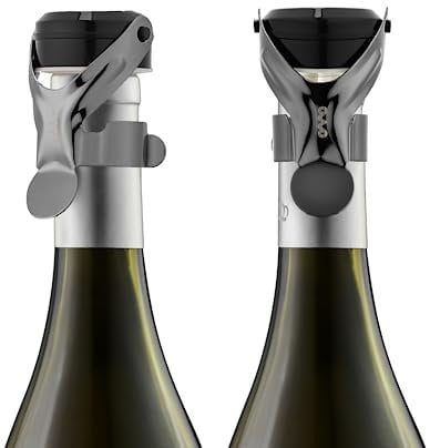 OWO Stainless Steel Wine Stoppers - Silicone Leak Proof for Red Wine, Champagne, Cava and Sparkling