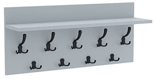 AKKE 40x90 | VERTI Garderobenpaneel Wandgarderobe Garderobe Wandpaneel Kleiderstange SCHWARZ | HELLGRAU