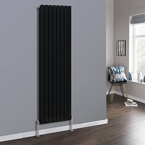 NRG 1800 x 544mm Vertical Double Flat Panel Radiator Black Designer Bathroom Central Heating Rads for Living Room and Kitchen