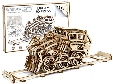 WOODEN.CITY Holzmodellbausatz Dream Express - 3D Puzzle, DIY Spielzeug, Laser Cut für Geburtstag Jugendliche und Erwachsene, Zug um Zug, Geschenke für Männer, Modellbauer und Eisenbahn Zubehör