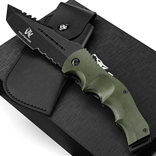 Wolfgangs UNDIQUE Zweihand Klappmesser aus feinem 440C Stahl - LEGAL in Deutschland zu führen - Outdoor Messer mit Multifunktions-Klinge - Starkes Survival Messer - Jagdmesser Bushcraft