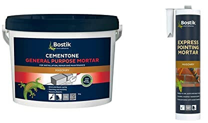 Bostik Cementone General Purpose Mortar, Pre-Mixed, Easy to Use, for Interior & Exterior Repairs & Maintenance, Colour: Grey, Size: 5kg & Express Pointing Mortar, Colour: Grey, 310ml