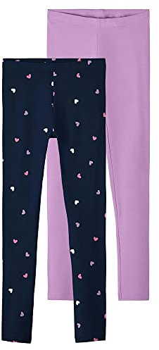 NAME IT Mädchen Nkfvivian 2p AOP Noos Leggings, Violet Tulle, 134-140 EU