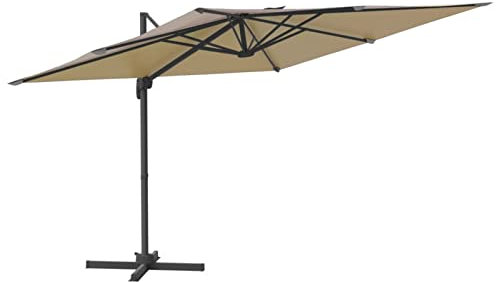 Tidyard Ombrellone,da Sole,Parasole,a Sbalzo,con Luci LED,Palo Alluminio,400x300 cm,Tortora,Ombrellone Decentrato,Ombrellone da Giardino,Patio,Piscina,Spiaggia,Terrazzo,Ombrellone con Luce