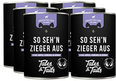 Tales & Tails So seh'n ZIEGEr aus Nassfutter für Hunde | Mit 75% Ziege als tierische Proteinquelle | Monoprotein | Nur 6 Zutaten | Hohe Akzeptanz & Verträglichkeit | 6X 400g