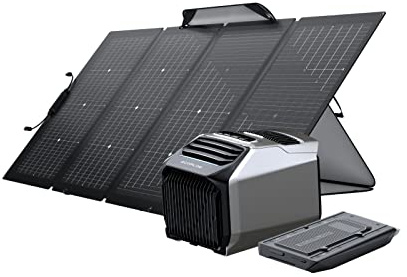 EcoFlow mobile Klimaanlage WAVE 2 mit 1159 Wh Zusätzliche Batterie und 220W Solar panel, 5100 BTU schnelle Kühlung, 6100 BTU Heizung