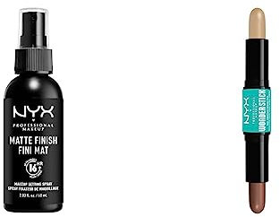 NYX Professional Makeup Stick Highlight & Contour, Double Embout, Définition & Brillance, Modulable & Vegan, Wonder Stick, Universal Light & Spray Fixateur, Tenue Longue Durée, Fini Mat, 60 mL