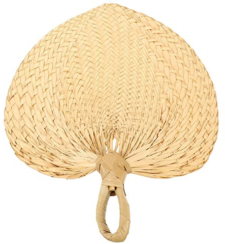 HOMSFOU Raffia Hand Fans Handmade Hand Weaving Fan Chinese Style Paddle Fans Palm Leaf Handheld Fan Woven Decorative Fan for Home Decor Wedding Favor Summer Beach