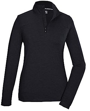 killtec Damen Funktionsshirt/Langarmshirt mit Stehkragen und Reißverschluss KSW 97 WMN LS SHRT, schwarz blau, 40, 40876-000