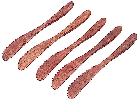 5er-Set Menümesser aus Holz, Poliertes Kuchenmesser, Wiederverwendbares Buttermesser, Umweltfreundliches Handgefertigtes Messer, Multifunktionales Geschirrset für die Küche zu Hause, Picknick, Restaur