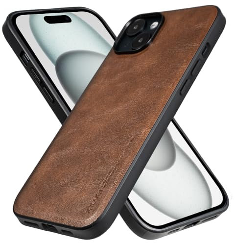 X-level for iPhone 15 Plus Case, [Earl 3 Series] PU Leather with Soft TPU Silicone Bumper Anti-Scratch Cover Shockproof Protective Phone Case Compatible with iPhone 15 Plus 6.7 Inch (2023) - Brown