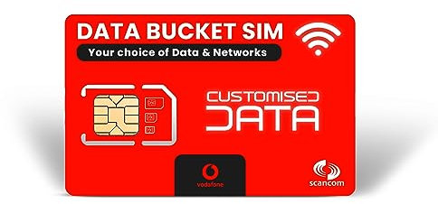 Scancom Erstellen Sie Ihre eigene SIM-Karte mit Daten - wählen Sie die Dateneimer-Kombination zwischen EE, Three, O2 und Vodafone (Vodafone, 200GB)