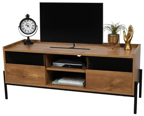 Urban living Helio - Mobile TV in legno e struttura in metallo, 115 x 39 x 47 cm