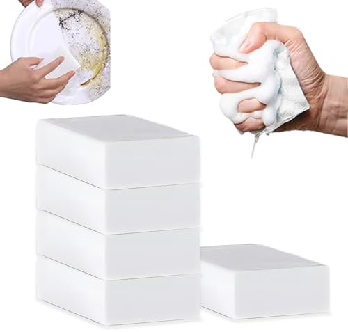 EODKSE Radierschwamm Set: 5X ideal für Reinigung von Schmutz & Verunreinigungen in Küche, Bad, Möbeln, Türen und Computerzubehör, Maße: 10 x 6 x 2cm, Farbe: Weiß