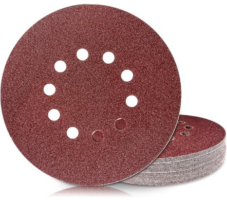 GEOGIEEW 30Stk 225mm Schleifpapier Klett, 40 Körnung 10 Loch, are Suitable for Langhalsschleifer, Trockenbauschleifer, and Giraffen Sanders