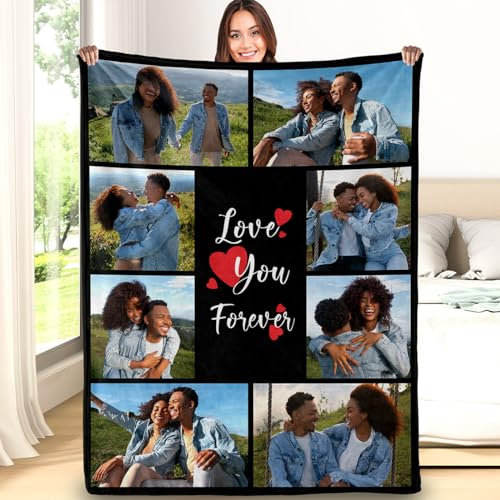 Individz personalisierte Fotodecke, Geschenke für Frauen. Personalisierte Decke für Valentinstagsgeschenke, Ehefrau, Freund und Freundin. Ich Liebe Dich für Immer