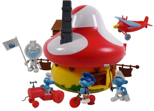 Das Haus der Schlümpfe mit beweglichen PVC-Figuren + Aufklebern – CS46