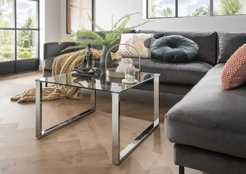 möbelando Couchtisch >7/200-00< in Klarglas, Glas - 65x43x65cm (BxHxT)