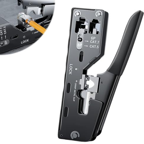 TOATELU Pinza crimpatrice RJ45 universale per CAT7/CAT6A/CAT6/CAT5E/CAT5, strumento di rete RJ45 per connettori di rete, ideale per l'installazione di cavi di rete