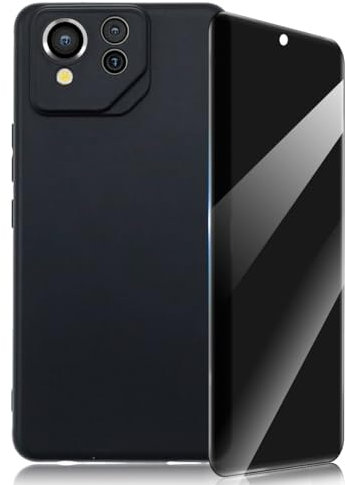 Gelaasso Funda para Asus ROG Phone 8/8 Pro con 1 Piezas Anti Espía Privacidad Cristal Templado, Slim Suave TPU Silicona Funda Case Cover Compatible con Asus ROG Phone 8/8 Pro Negro protectora