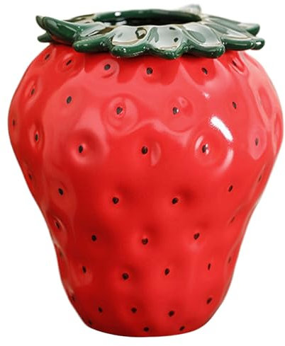 Vase de Fraises Pot de Fraise réaliste 5,2x6 Pouces Planteur en Forme de Fraise en céramique Vase à Fleurs décoratifs pour Le Bureau à Domicile