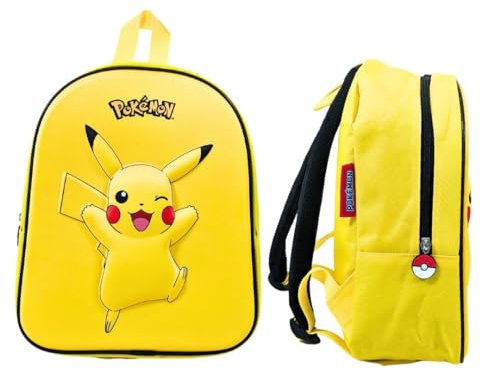 mybagstory - 3D Rucksack – Pokemon – Gelb – Kinder – Schule – Kindergarten – Schulranzen für Jungen – Größe 32 cm – verstellbare Träger – Geschenkidee, Pokemon - Gelb, Enfant