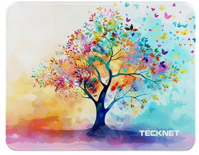 TECKNET Mouse Mat 270 x 210 x 3 mm Gaming Mouse Pad, Non-Slip Rubber Base, Waterproof Surface, Stitched Edges Mouse pad, Compatible with Laser and Optical Mice