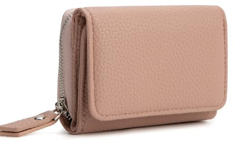 CHAOFANXI Geldbörse Damen, Trifold Leder Kleines Portemonnaie für Frauen, Geldbeutel Damen Portemonnaie Kleine Brieftasche Geldbörse mit 6 Kartenfächern, 1 Banknotenfach und 1 Münzfach,Rosa